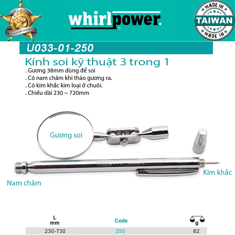 kính soi kỹ  thuật 38mm Whirlpower U033-01-250