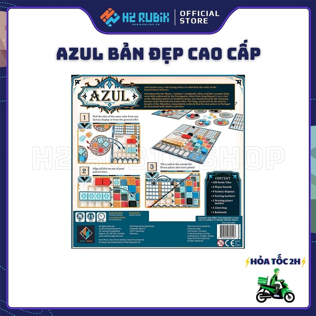 Azul Board Game Chiến Thuật Hộp Cứng Bản Đẹp (Tiếng Anh US)