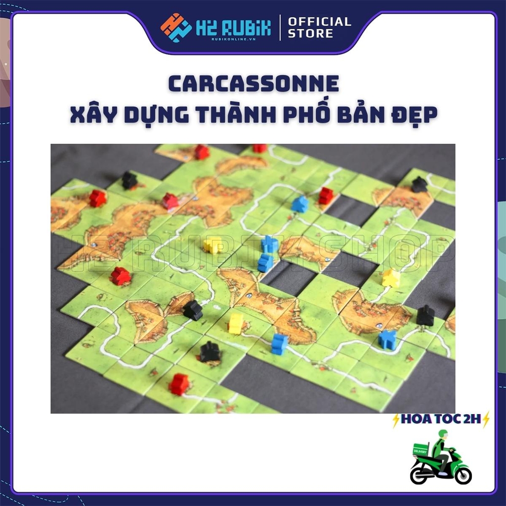 Carcassonne Board Game Chiến Thuật Bản Đẹp Hộp Cứng (Tiếng Anh US)
