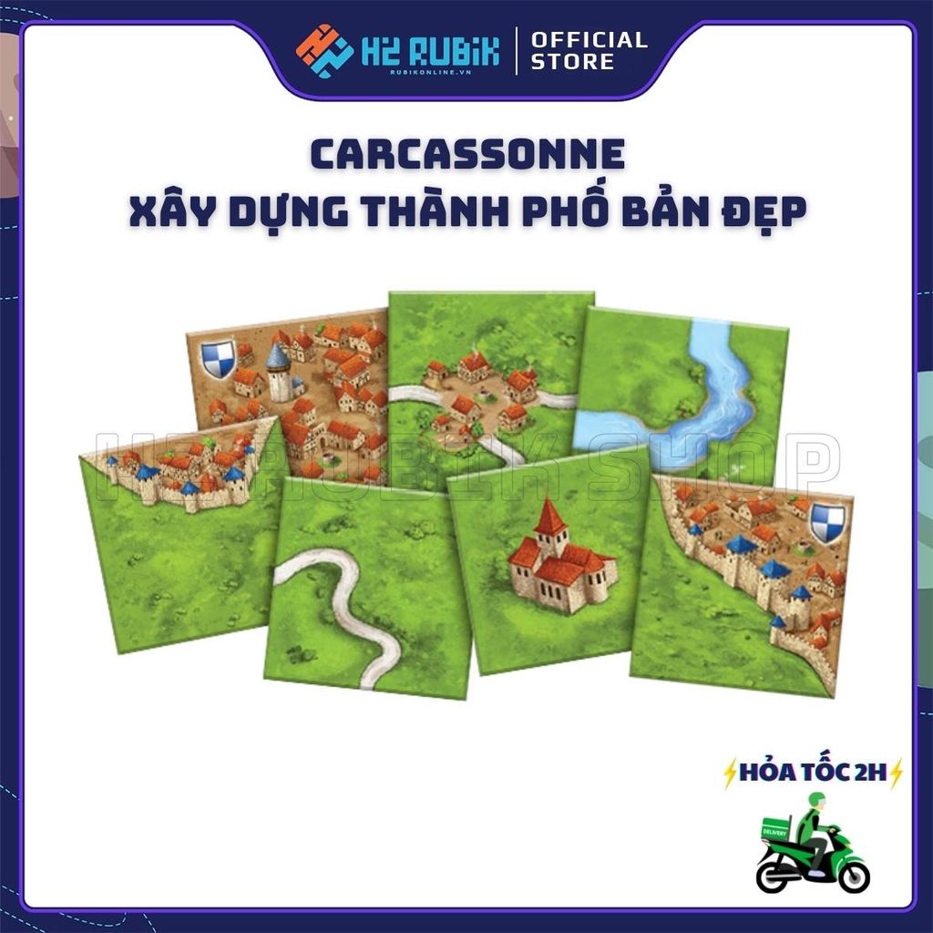 Carcassonne Board Game Chiến Thuật Bản Đẹp Hộp Cứng (Tiếng Anh US)