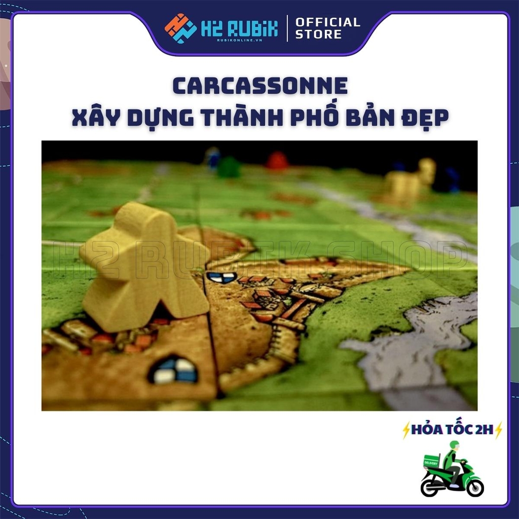 Carcassonne Board Game Chiến Thuật Bản Đẹp Hộp Cứng (Tiếng Anh US)