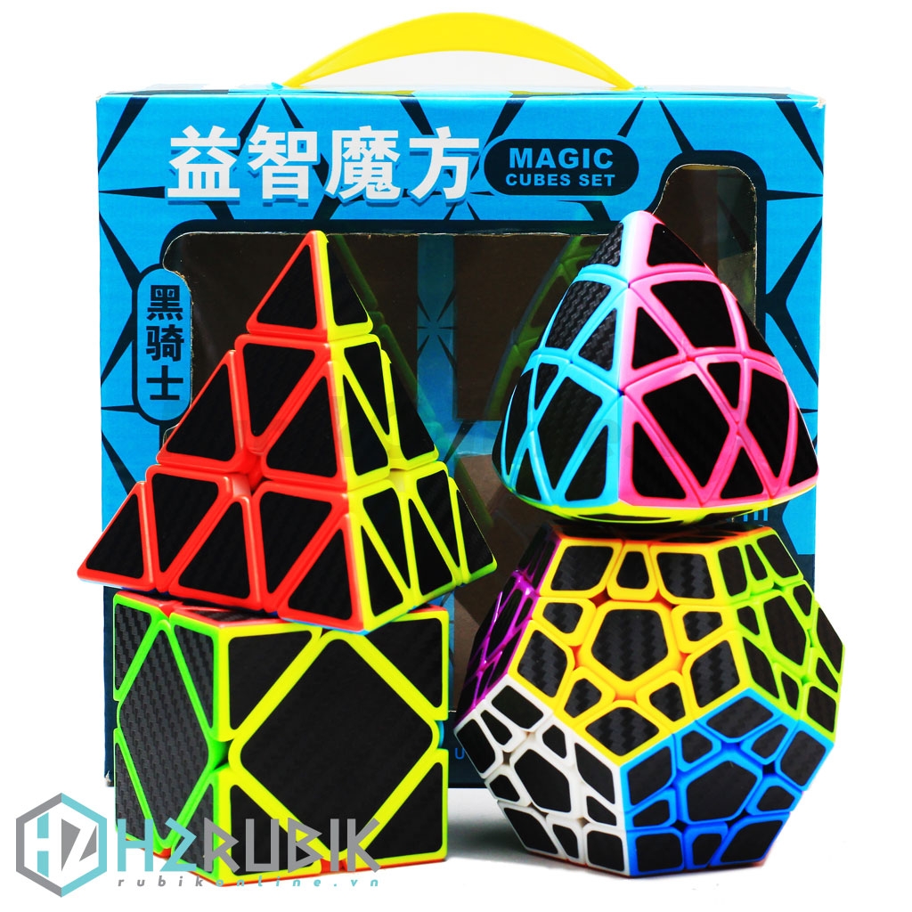 Combo Rubik 4 chiếc -  Z-Cube Four Cubes Set with carbon-fibre stickers