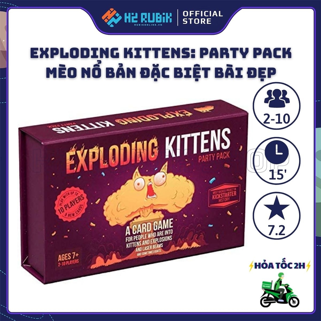 Exploding Kittens: Party Pack Board Game Mèo Nổ Bản Đặc Biệt Bài Đẹp (Tiếng Anh US)