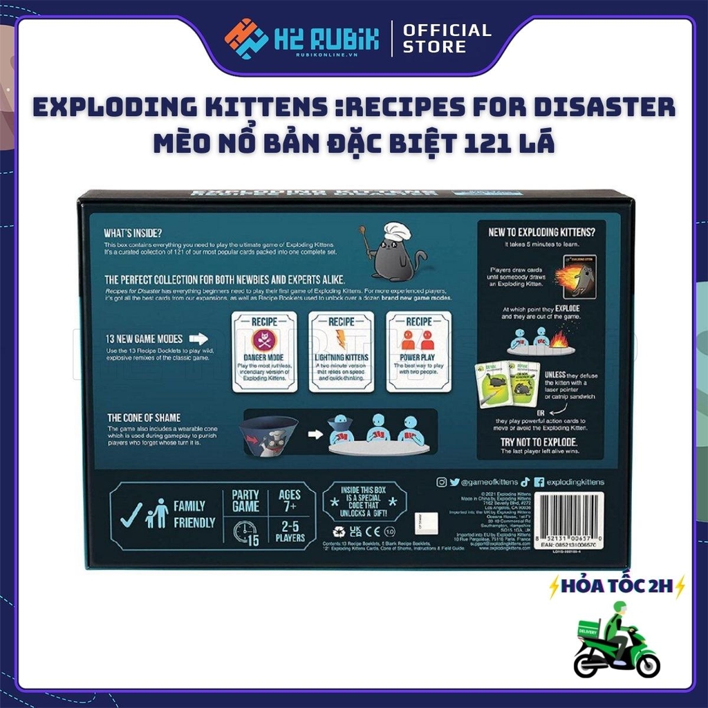 Exploding Kittens: Recipes for Disaster Board Game Mèo Nổ Bản Đặc Biệt 121 Lá (Tiếng Anh US)