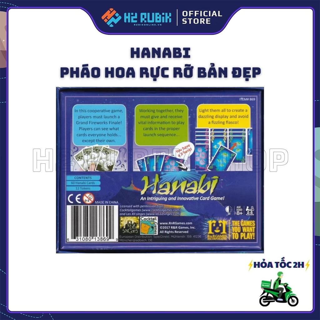 Hanabi Board Game Pháo hoa rực rỡ - Game thẻ bài bản đẹp tiếng Anh