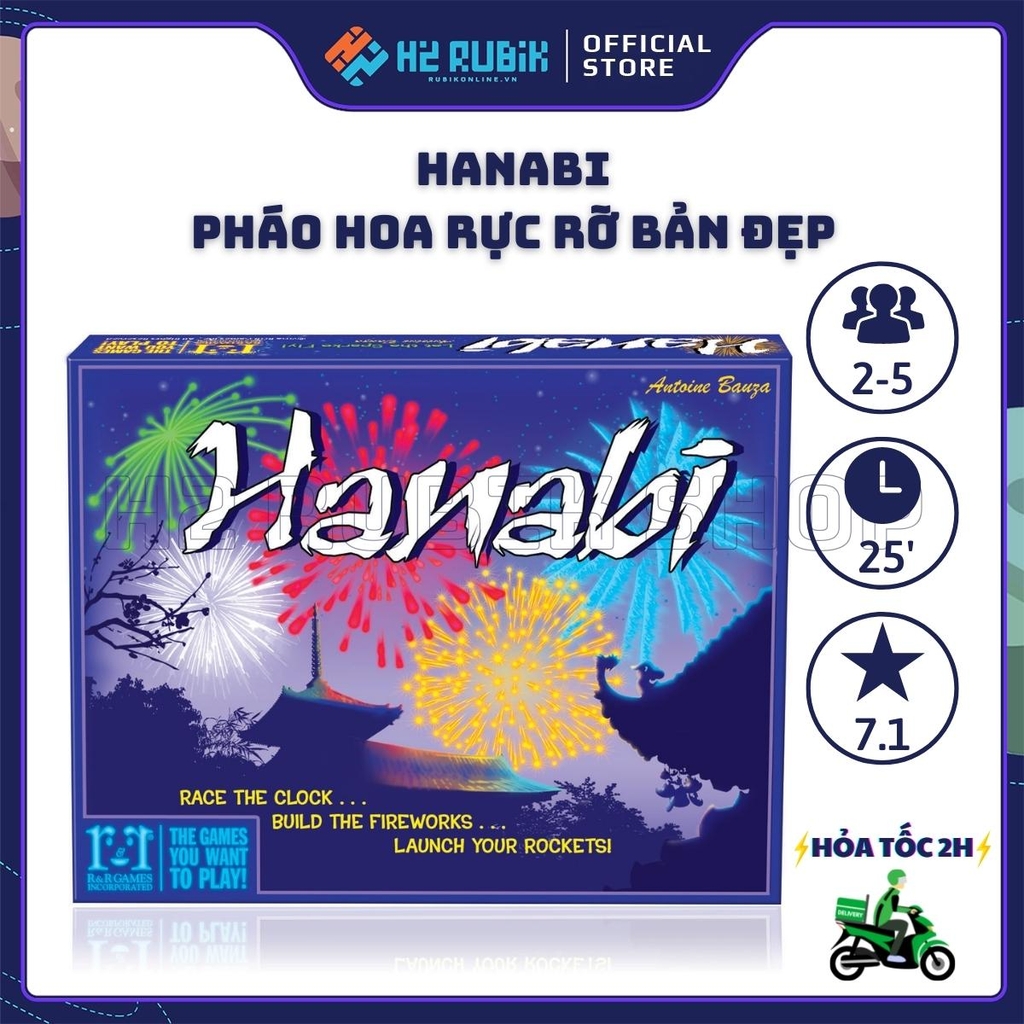 Hanabi Board Game Pháo hoa rực rỡ - Game thẻ bài bản đẹp tiếng Anh