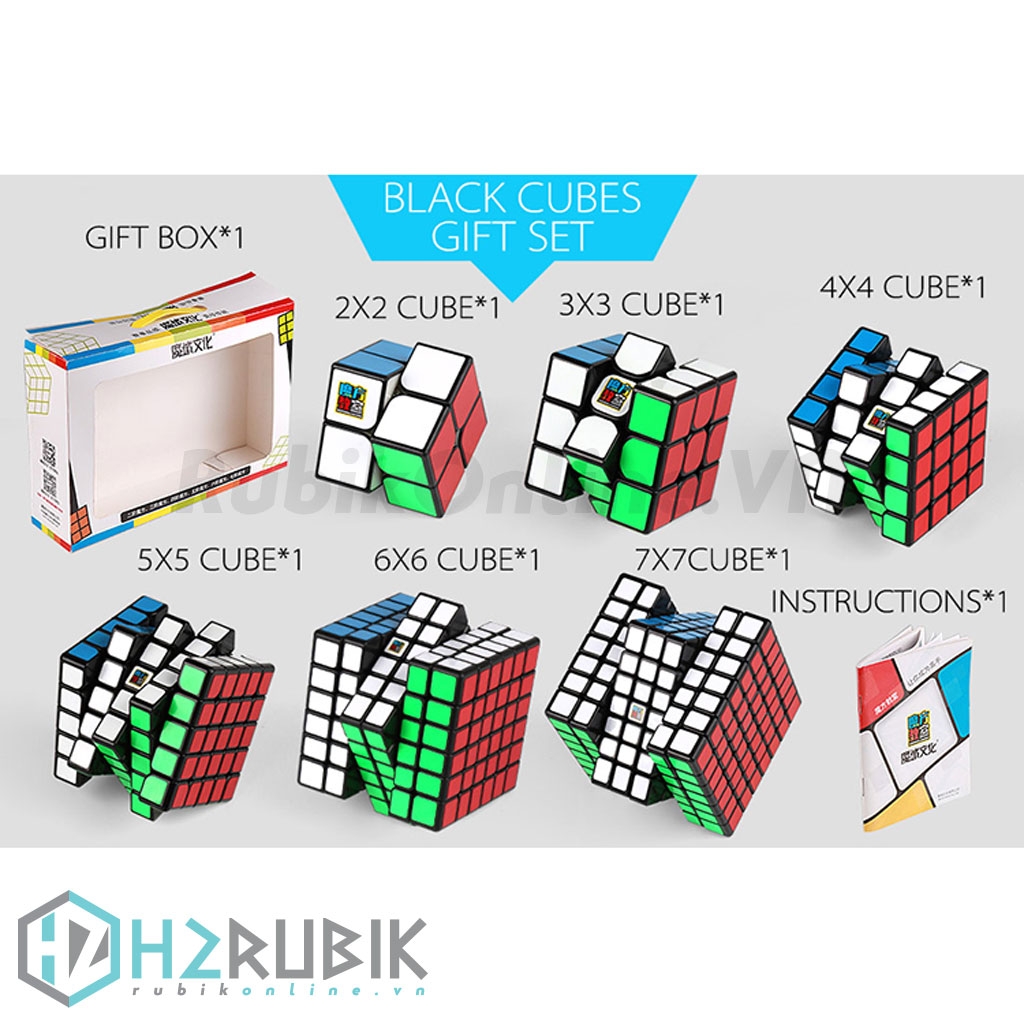 MoFangJiaoShi Gift Packing 2x2 - 7x7 (Black) - Combo Rubik 2x2 - 7x7