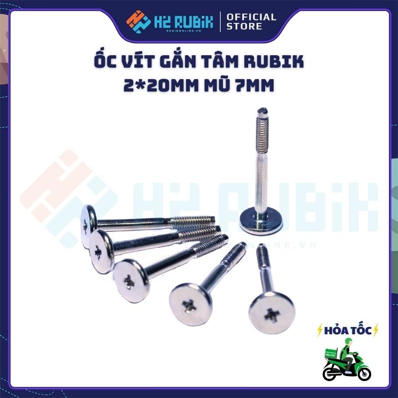 Ốc vít gắn Rubik 2x20mm Mũ 7mm tháp mạ nikel đẹp (1 chiếc)