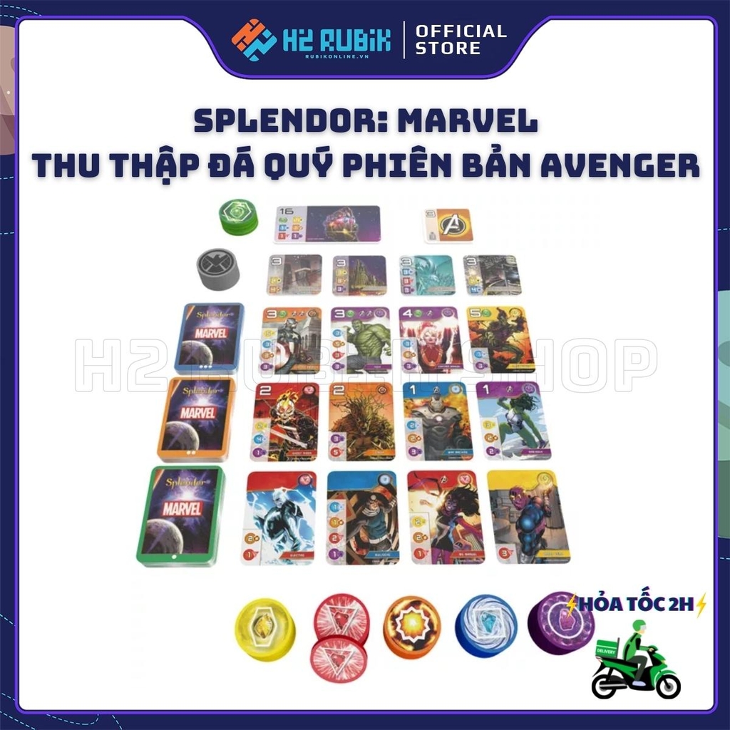 Splendor: Marvel Board Game Thu Thập Đá Quý Phiên Bản Avenger Hộp Cứng Chip Nhưa (Tiếng Anh US)