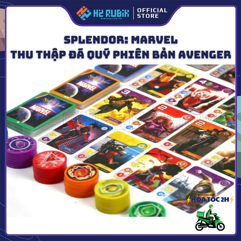 Splendor: Marvel Board Game Thu Thập Đá Quý Phiên Bản Avenger Hộp Cứng Chip Nhưa (Tiếng Anh US)