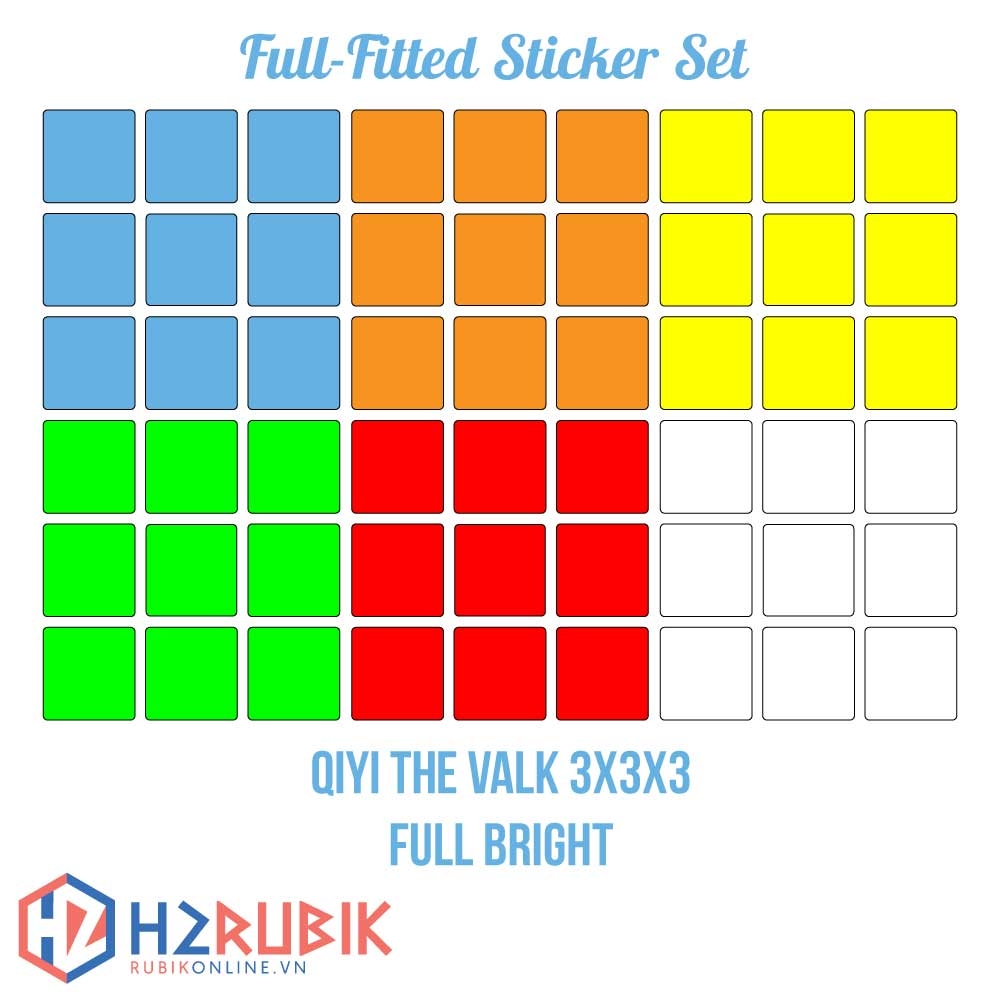Valk 3, Valk 3 Power Full Fitted Sticker Set - Giấy dán rubik tràn viền 3x3 Valk