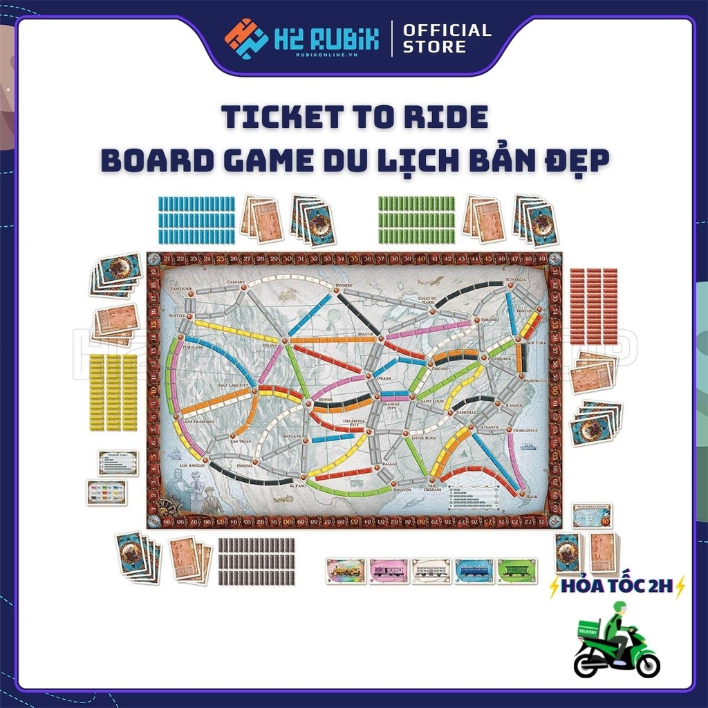 Ticket To Ride Board Game Du Lịch Chiến Thuật Bản Đẹp (Tiếng Anh US)