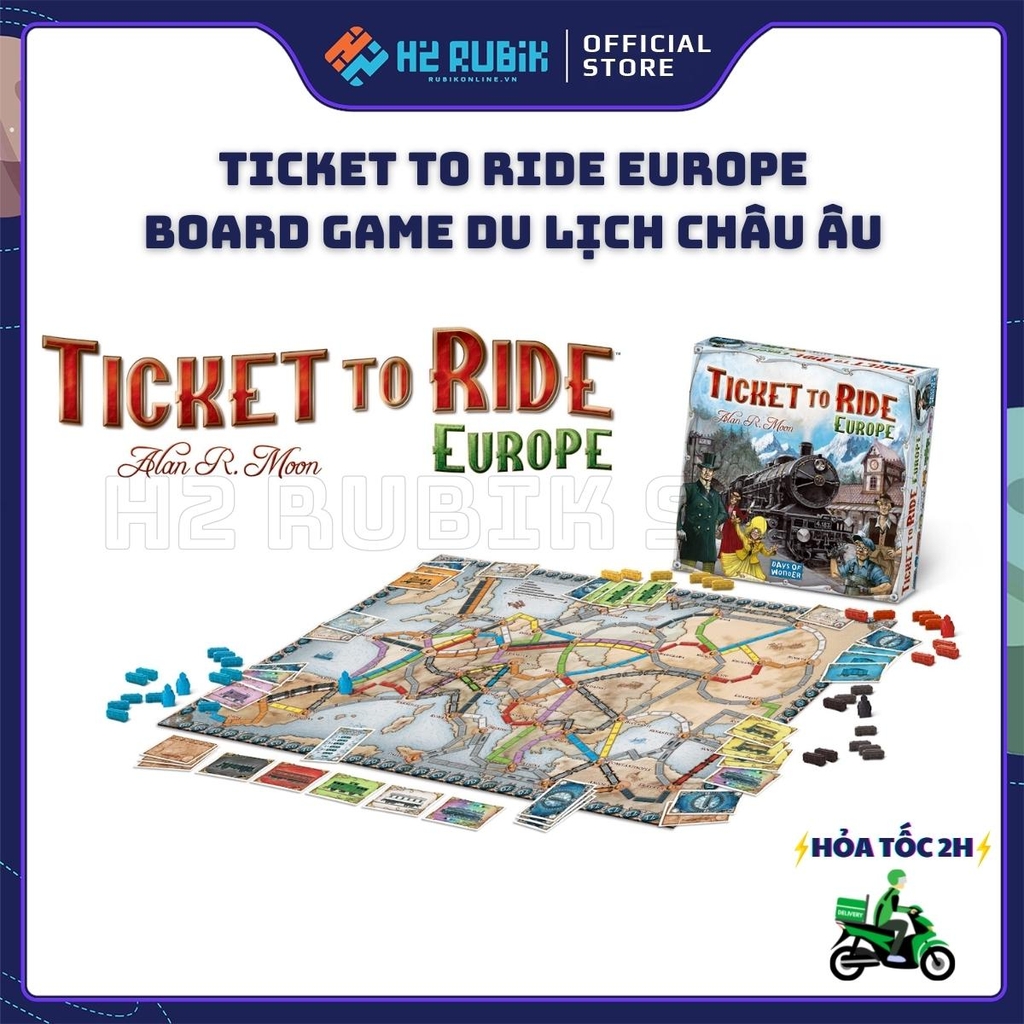 Ticket To Ride Europe Board Game Du Lịch Chiến Thuật Bản Đẹp (Tiếng Anh US)