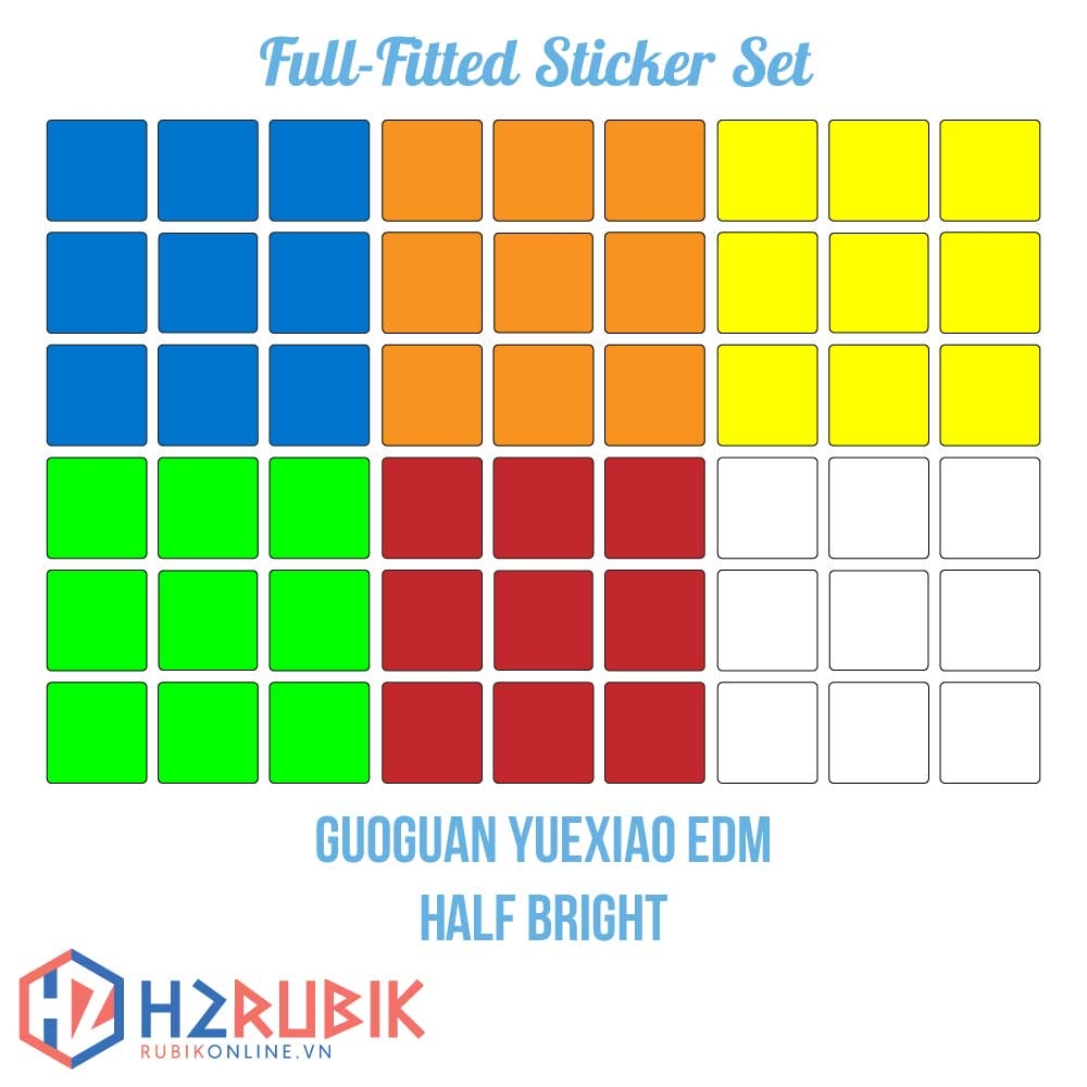 GuoGuan YueXiao EDM Full Fitted Sticker Set - Giấy dán rubik tràn viền