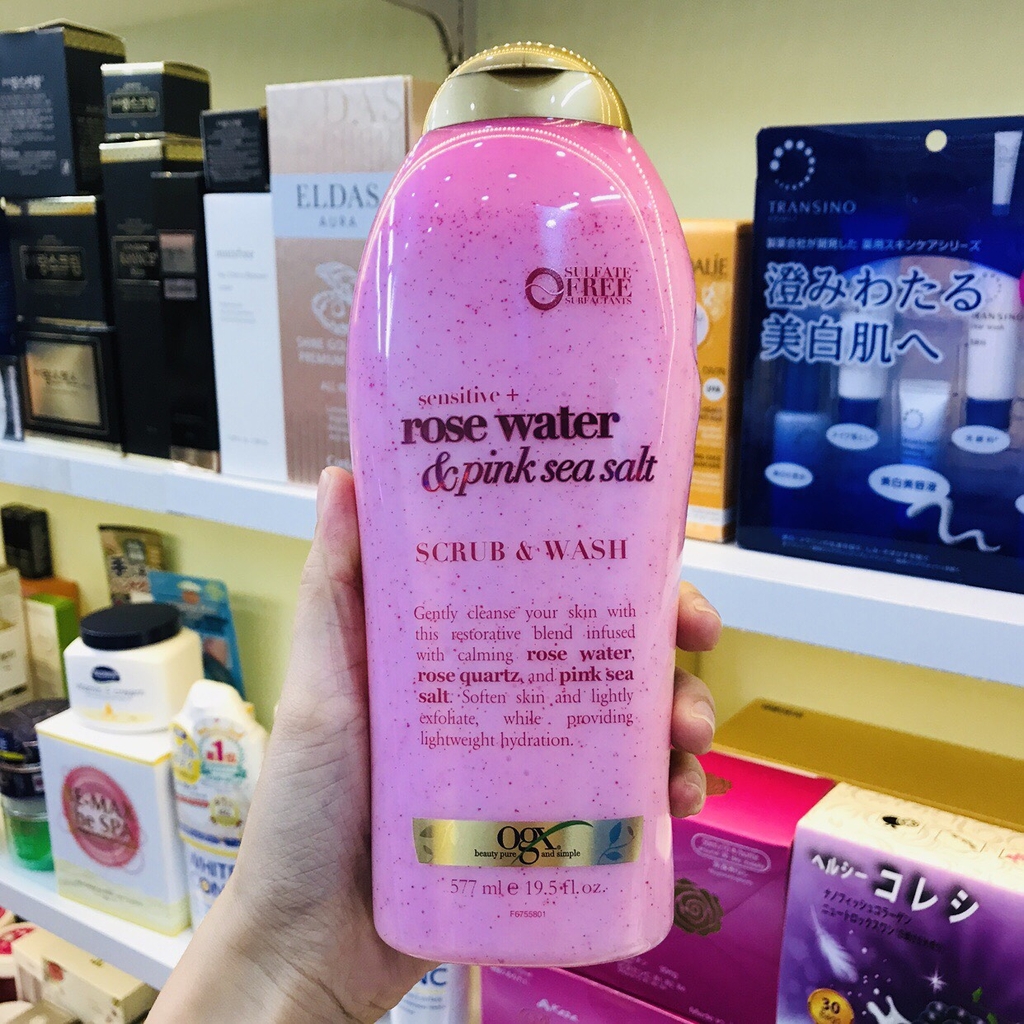 ogx pink sea salt & rose water scrub