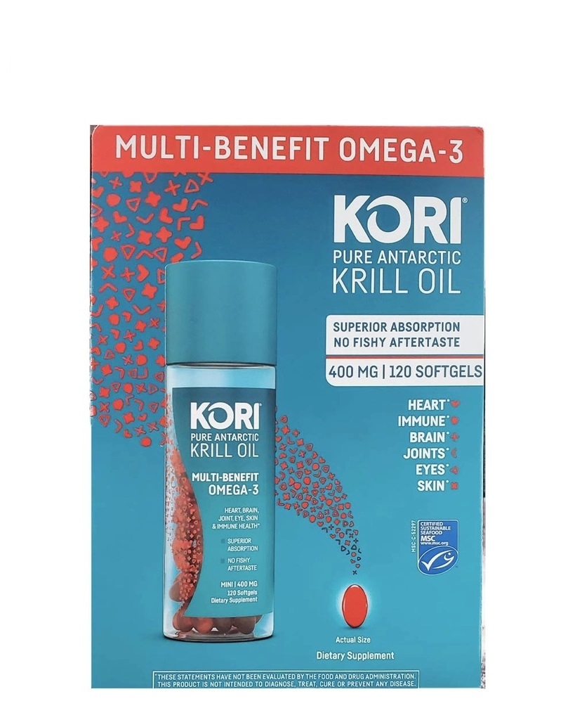 VIÊN DẦU NHUYỄN THỂ KORI PURE ANTARCTIC KRILL OIL 400MG OMEGA 3 120V