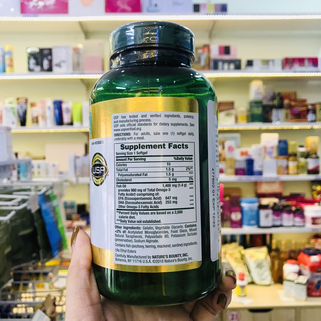 VIÊN UỐNG NATURE'S BOUNTY FISH OIL 1400MG - 130 VIÊN | Mỹ phẩm Hea Store