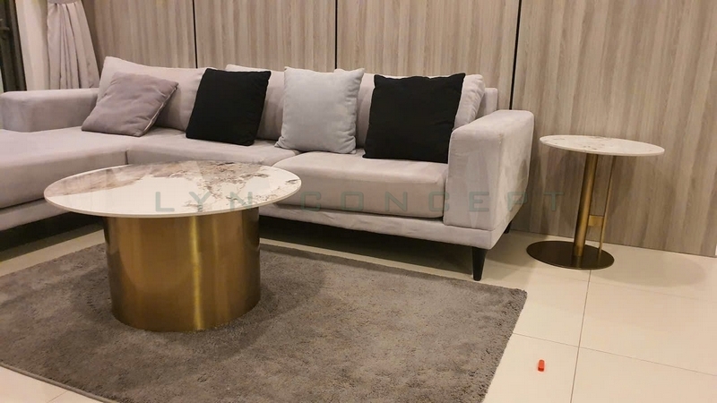 Hình ảnh thực tế bàn sofa tròn đôi mặt đá khi giao cho khách tại TP.HCM