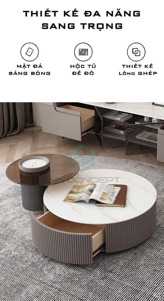Bàn Trà Nhập Khẩu Bộ Đôi Tròn Cao Cấp - BTNK02
