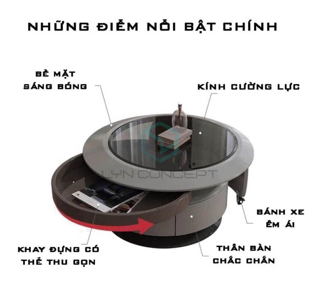Bàn Trà Nhập Khẩu Cao Cấp Mặt Kính Cường Lực Cho Phòng Khách - BTNK01