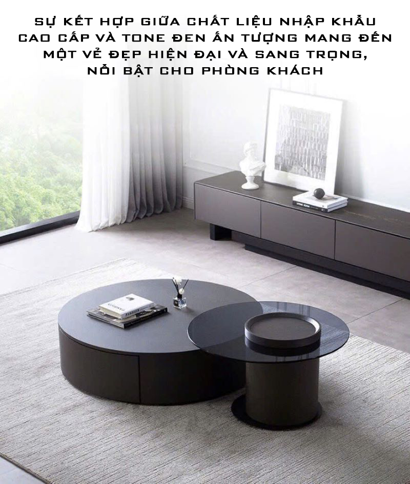 Bàn Trà Nhập Khẩu Bộ Đôi Tròn Cao Cấp - BTNK06