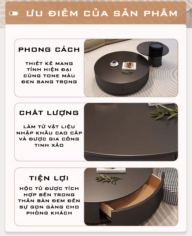 Bàn Trà Nhập Khẩu Bộ Đôi Tròn Cao Cấp - BTNK06
