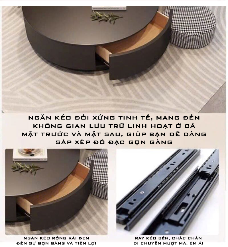 Bàn Trà Nhập Khẩu Bộ Đôi Tròn Cao Cấp - BTNK06