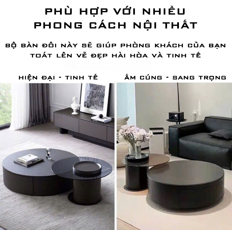 Bàn Trà Nhập Khẩu Bộ Đôi Tròn Cao Cấp - BTNK06