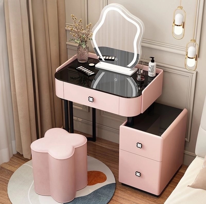 Bộ Bàn Trang Điểm Mini Nhập Khẩu Bọc Da Màu Hồng - BTĐ53.5