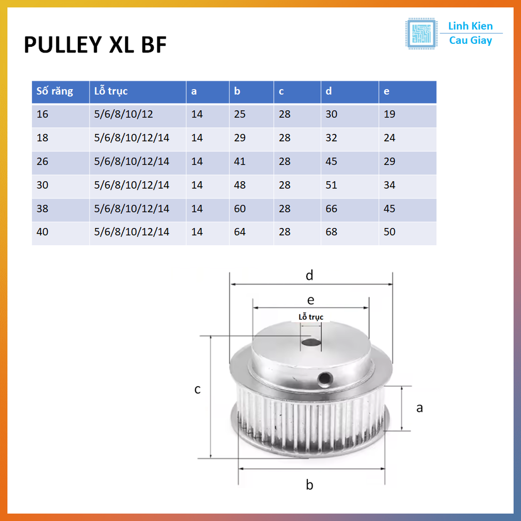 Puly XL, Pulley XL BF 26 Răng Rộng 14mm