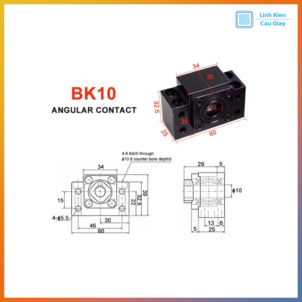 Gối đỡ trục vít me BK10 / BK12