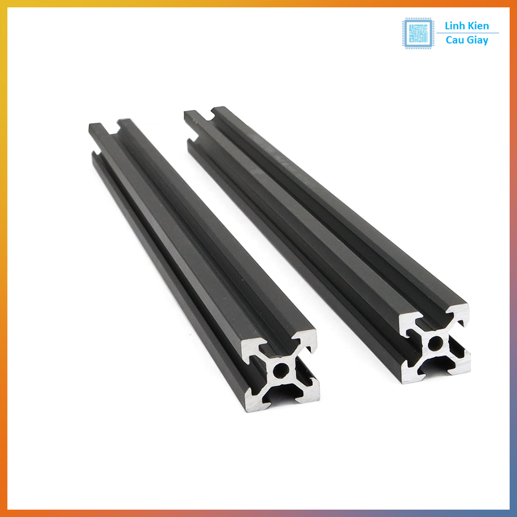 Nhôm định hình V Slot 2020 Anot đen (Giá 1m)