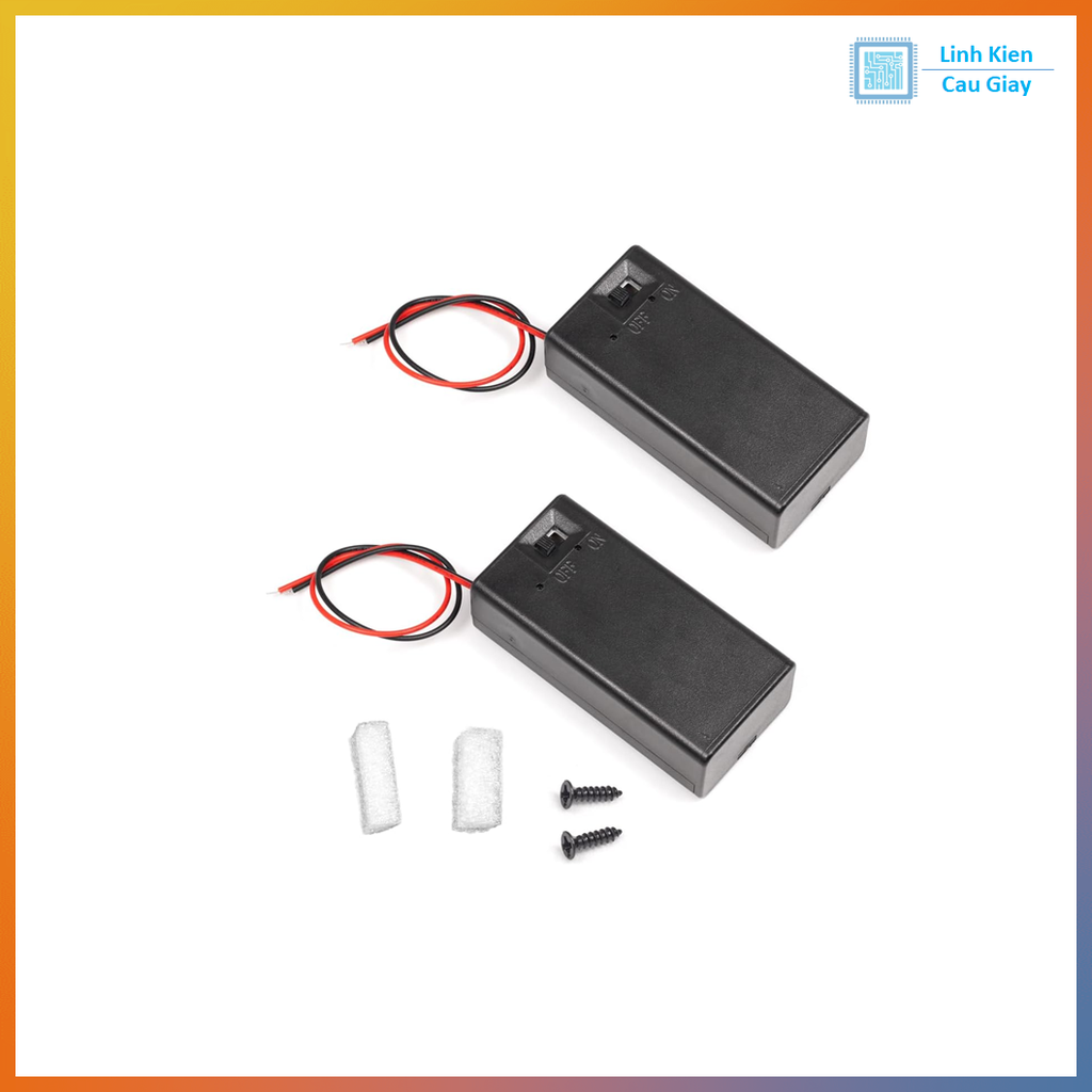 Hộp đế pin 9V có nắp và công tắc