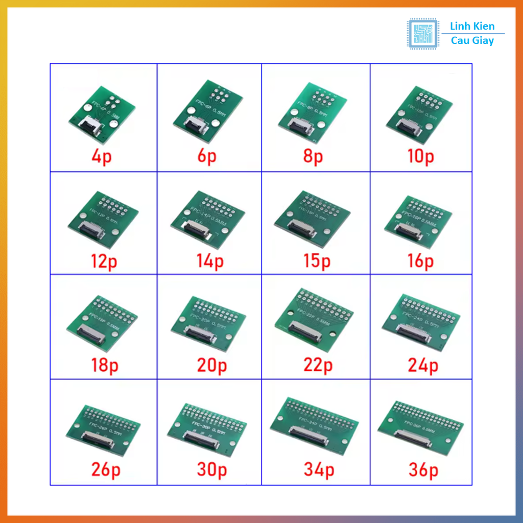 PCB chuyển đổi Jack FFC/FPC 1mm sang chân cắm DIP 2.54mm