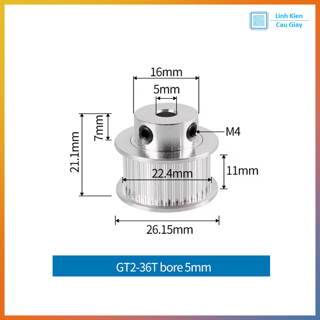 Puly GT2 - Rộng 6mm - 36 Răng