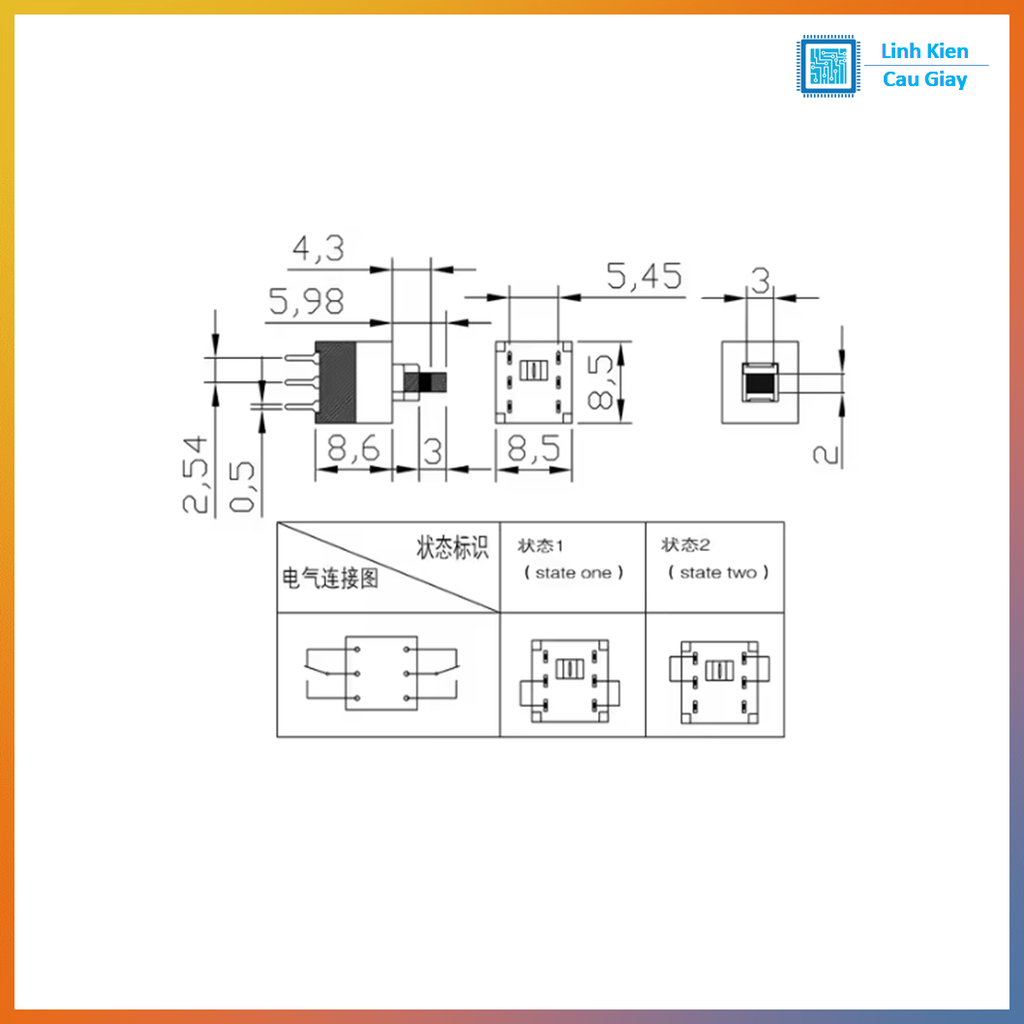 NÚT NHẤN 6 CHÂN 8.5X8.5MM - NHẤN GIỮ