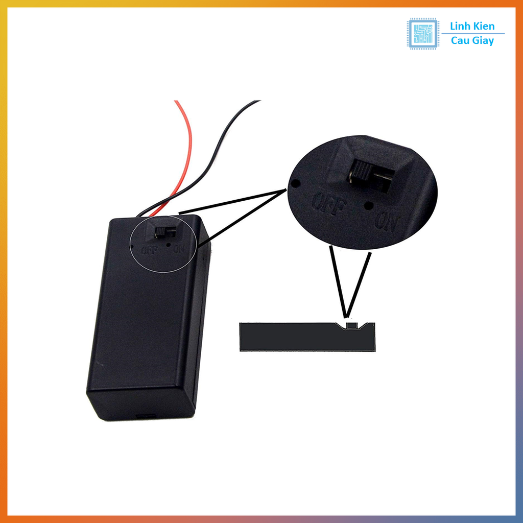 Hộp đế pin 9V có nắp và công tắc