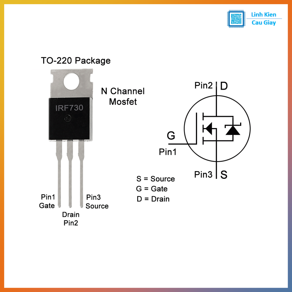 Linh kiện IRF730 TO-220 400V 5.5A kênh N