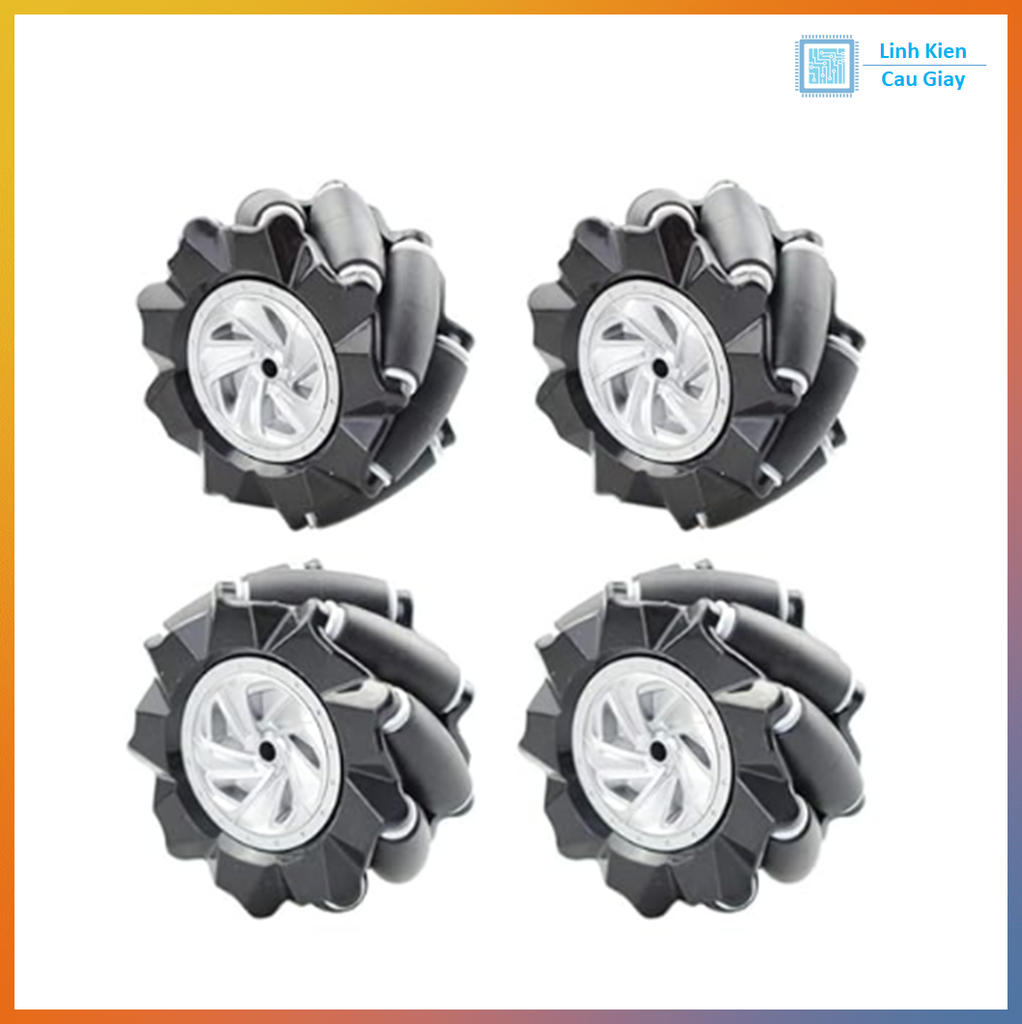Bánh Xe Mecanum Đa Hướng 100mm (Gồm 4 bánh, không kèm chốt đồng)
