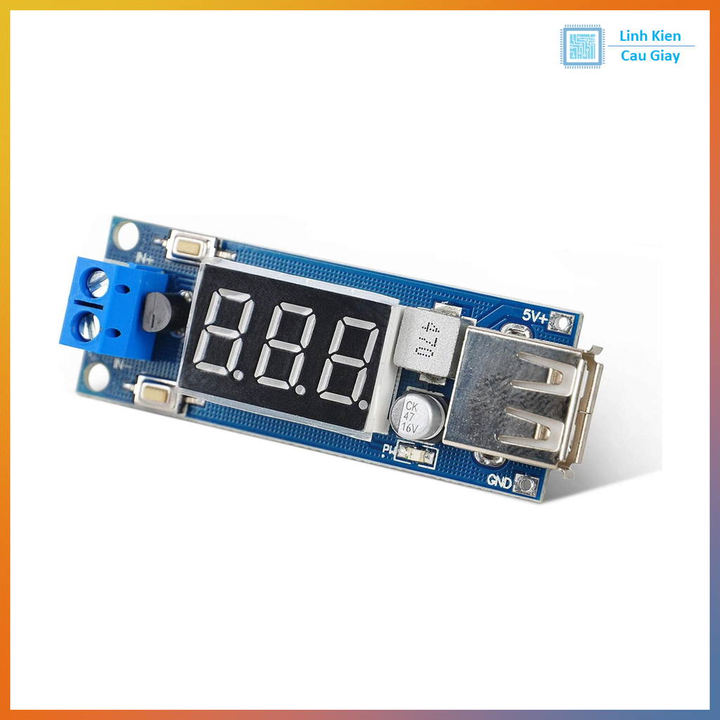 Mạch Hạ Áp Buck 4.55-15V Xuống 5V 2A Cổng USB Sạc Điện Thoại
