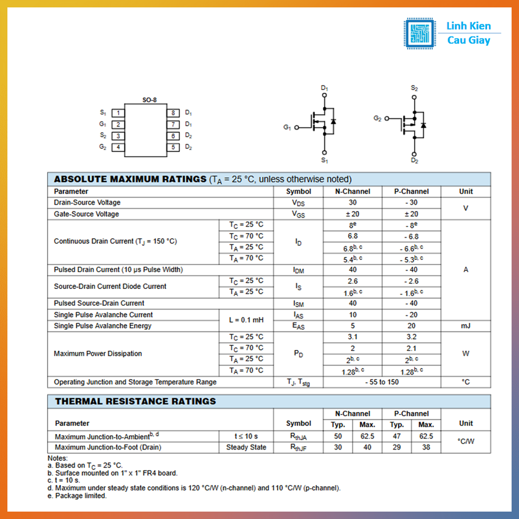 Linh kiện AO4606 Chân dán SOP8