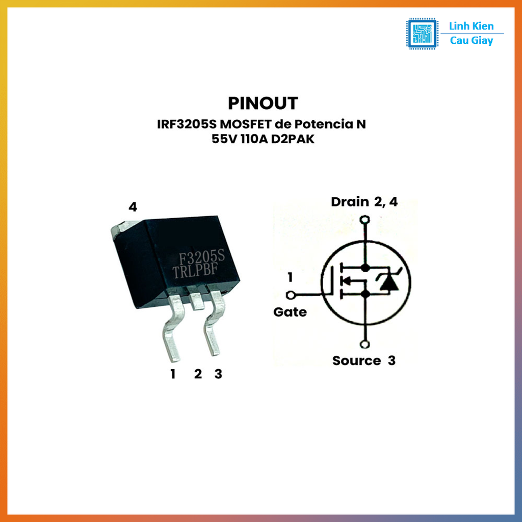Linh kiện IRF3205S SMD TO-263 55V 110A kênh N