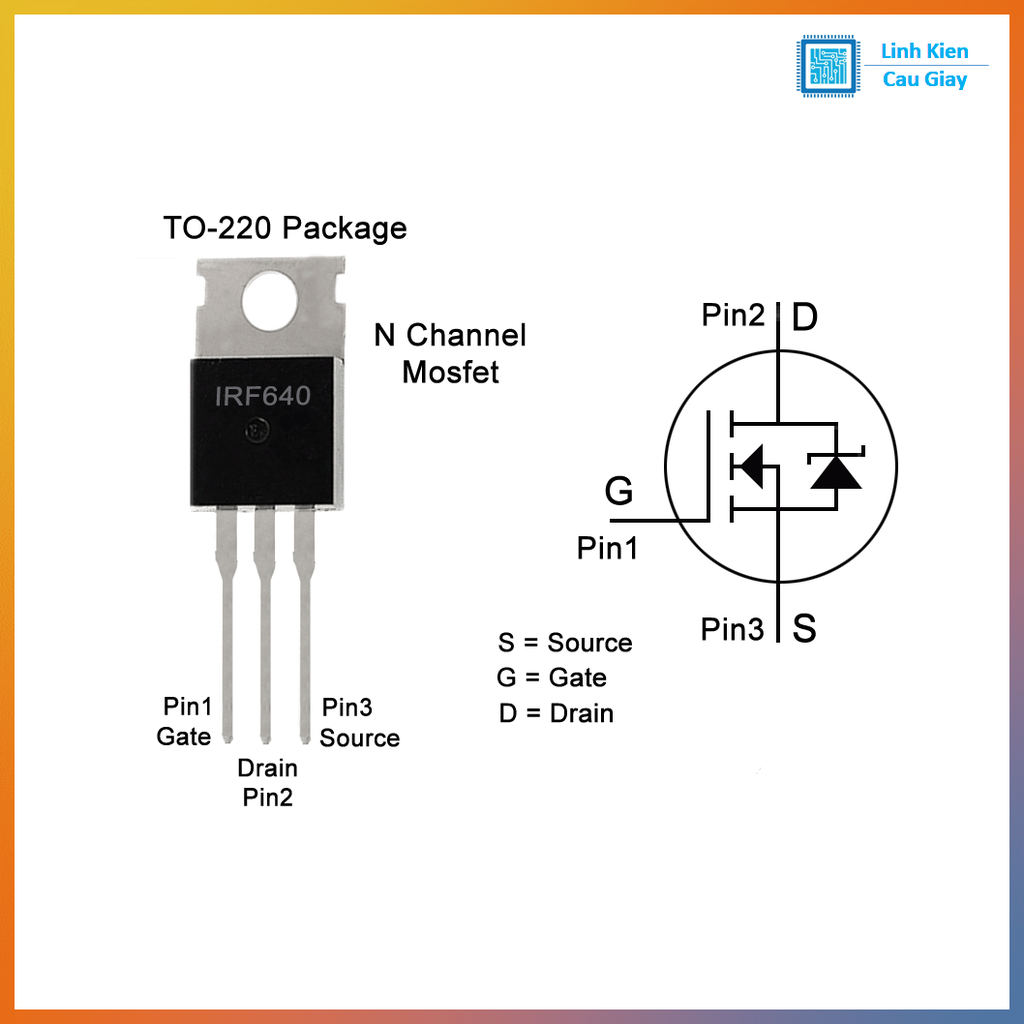 Linh kiện IRF640N TO-220 18A 200V kênh N