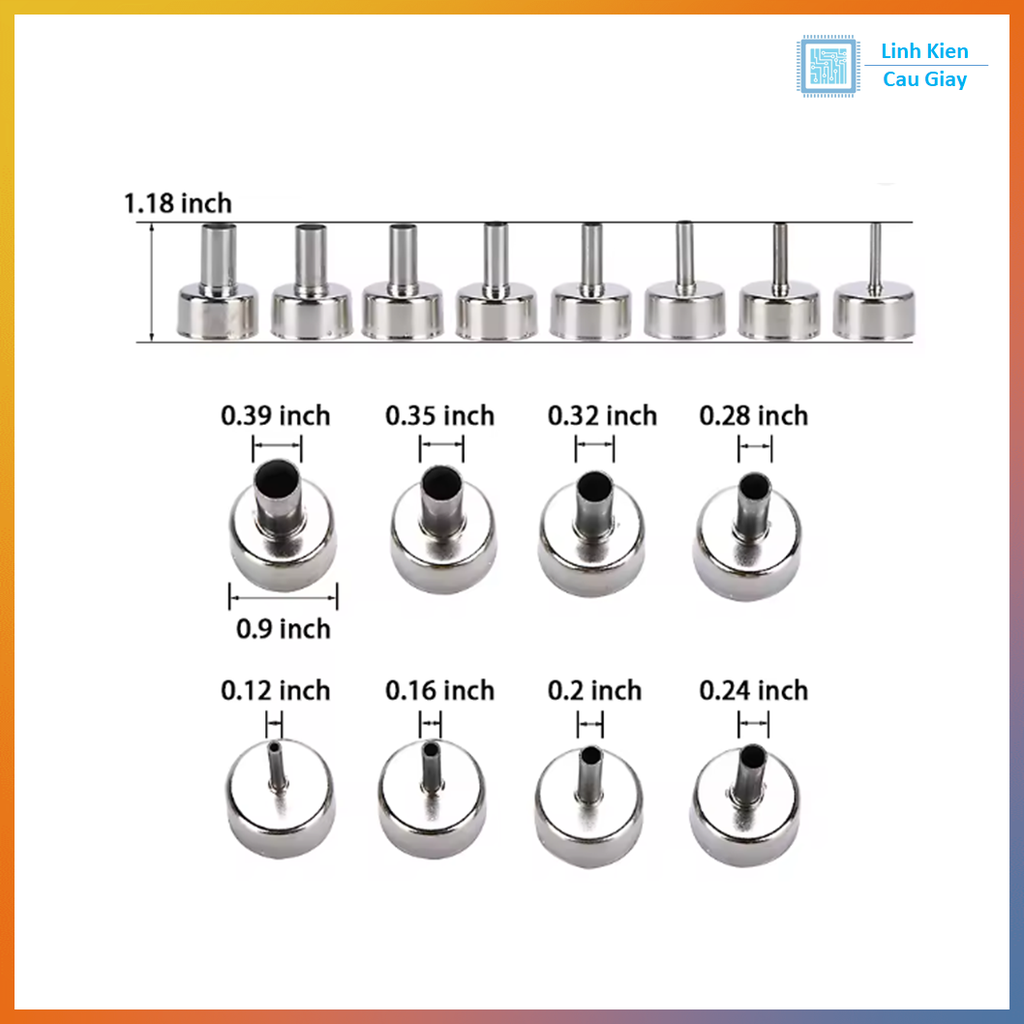 Bộ 8 đầu khò nhiệt cho máy khò