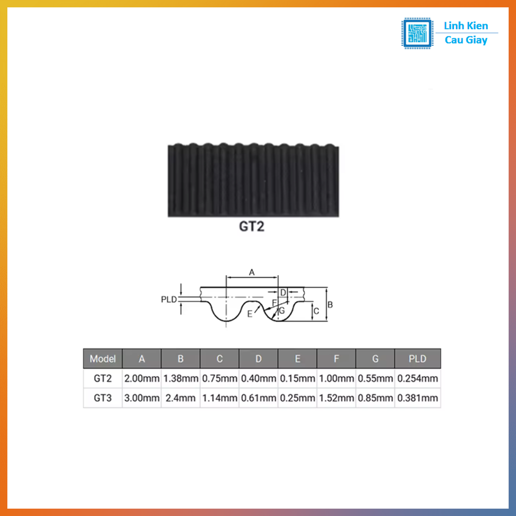 Dây đai GT2 (Giá 1m) Bản rộng