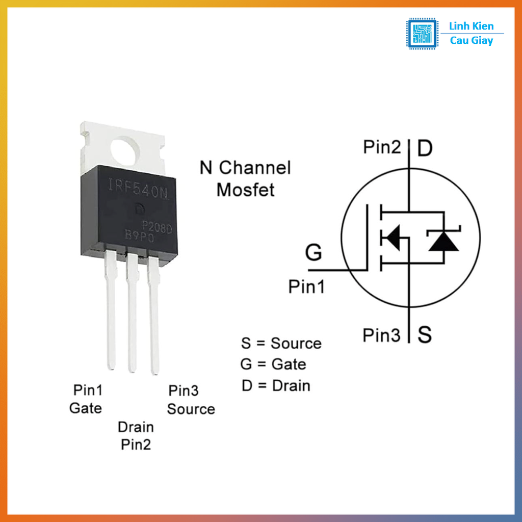 Linh kiện IRF540N TO-220 100V 33A kênh N