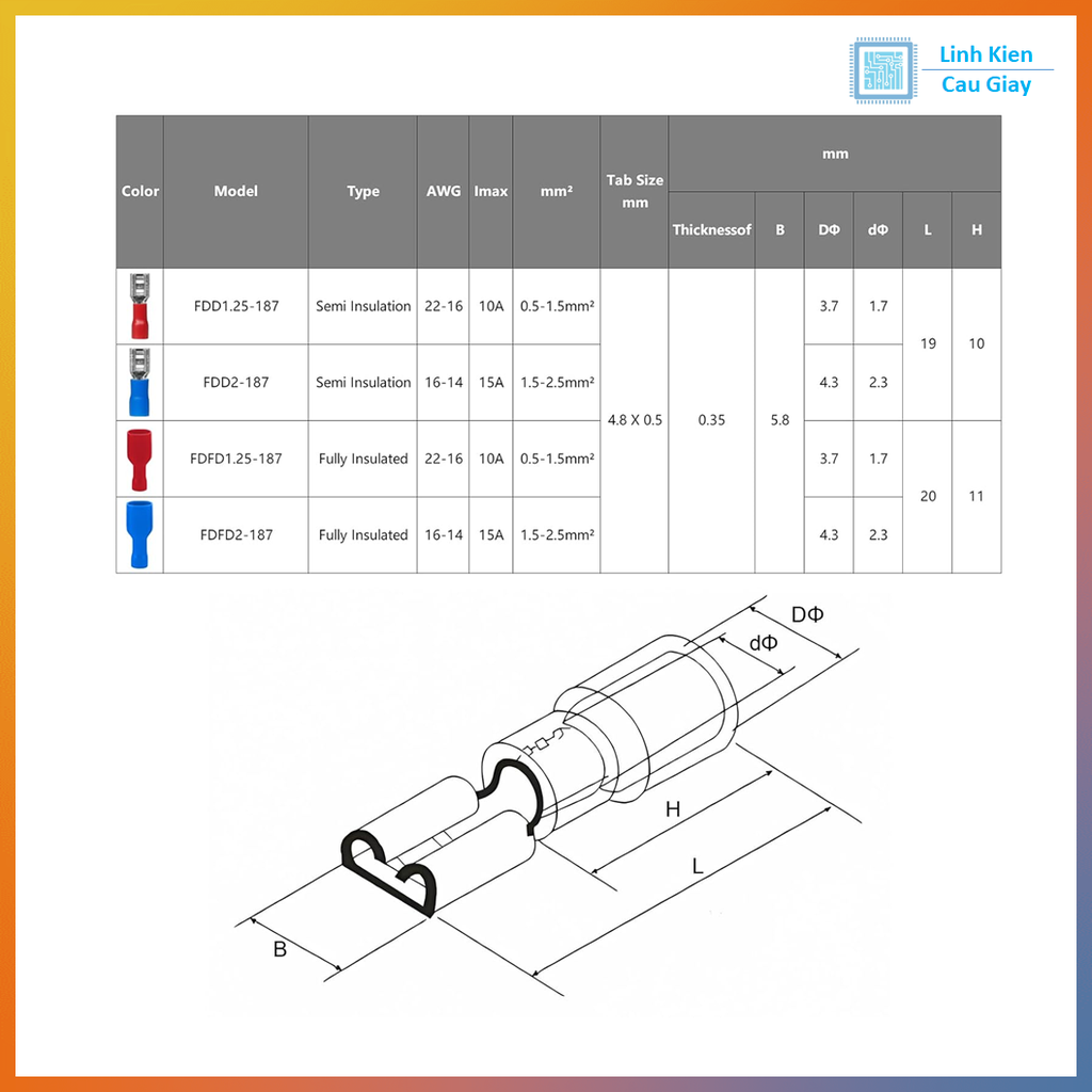 Đầu Cos FDD1 Màu Đen (10 chiếc)