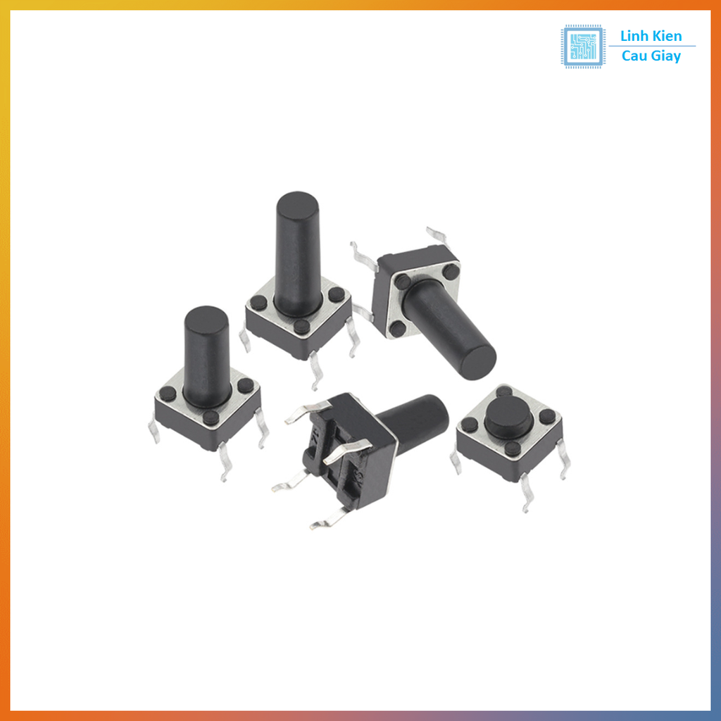 Nút nhấn 4 chân 6×6 – chân cắm – độ cao 5/10/12/20mm  (SL 10c)