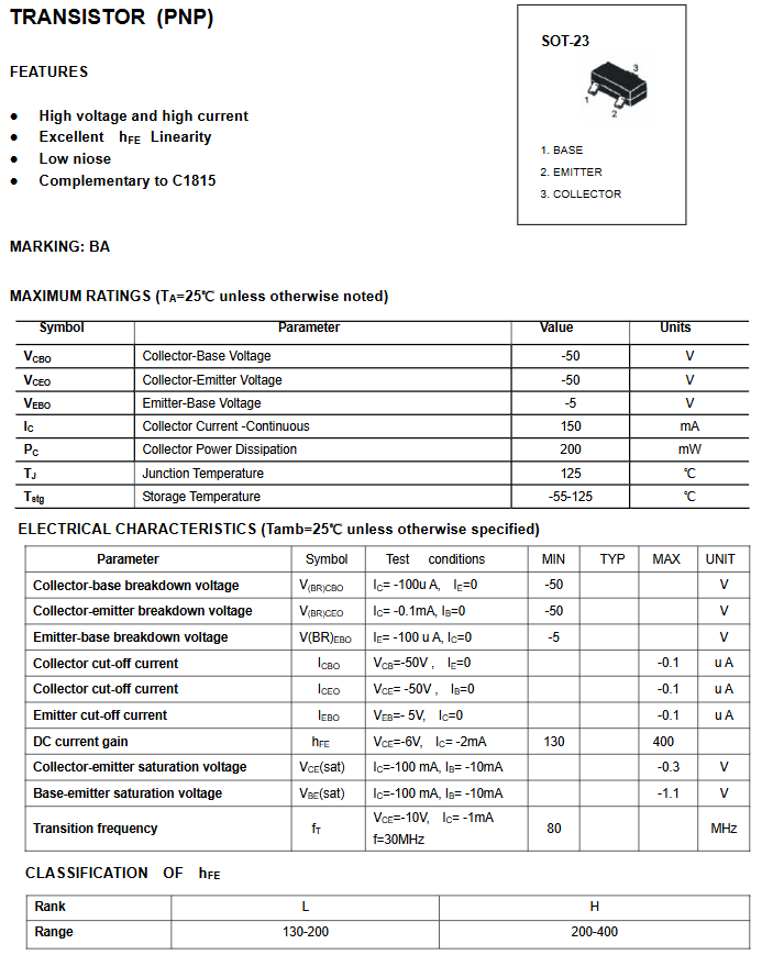 Linh kiện A1015 PNP SMD SOT23 (Gói 10c)