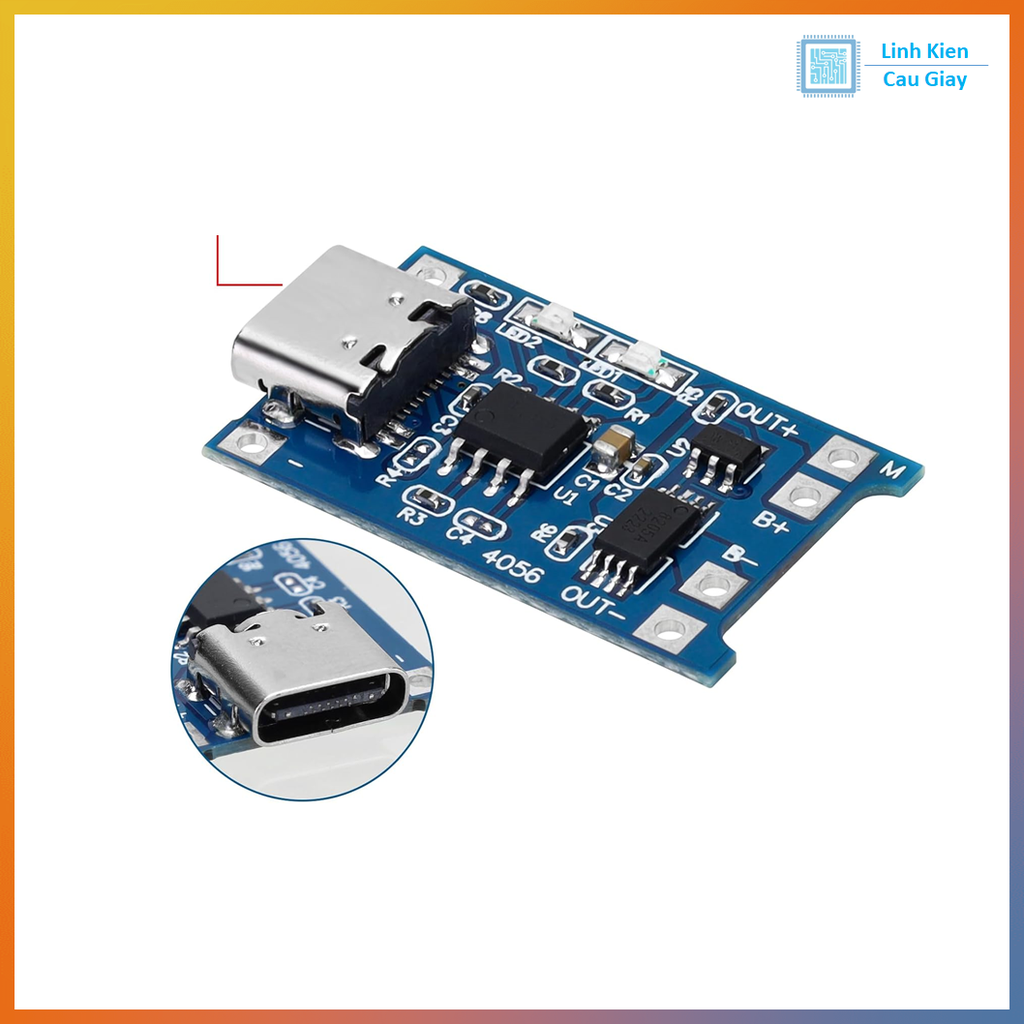 Mạch Sạc Pin 1 Cell 18650 Có Bảo Vệ TP4056 1A Type C